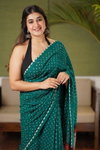 DF 141 Muslin Ajrakh Bandhej Printed Sarees Suppliers In India